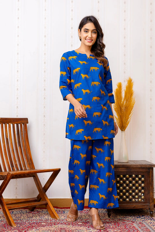 Royal Blue Wild Cat Co-ord Set