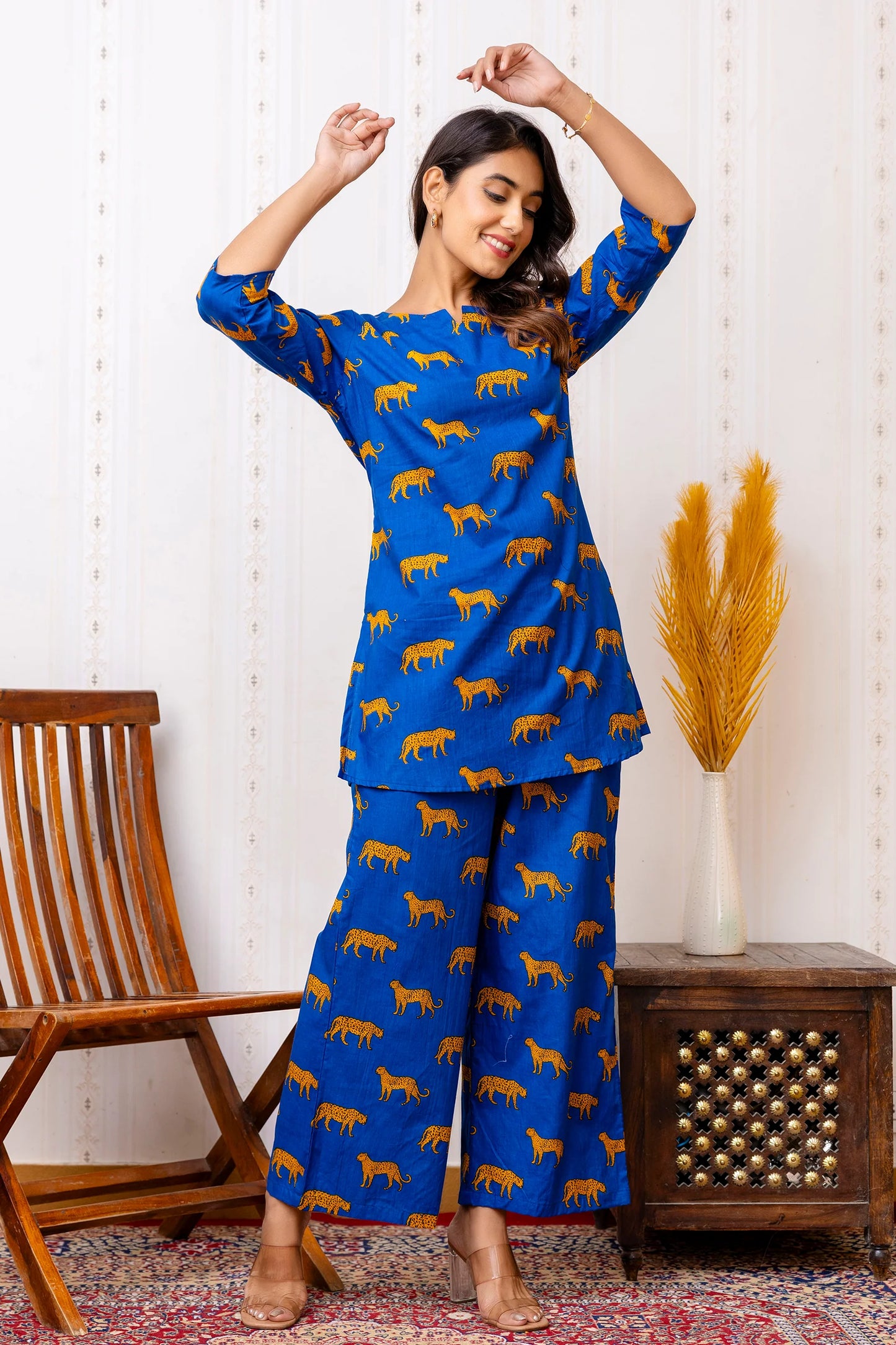 Royal Blue Wild Cat Co-ord Set