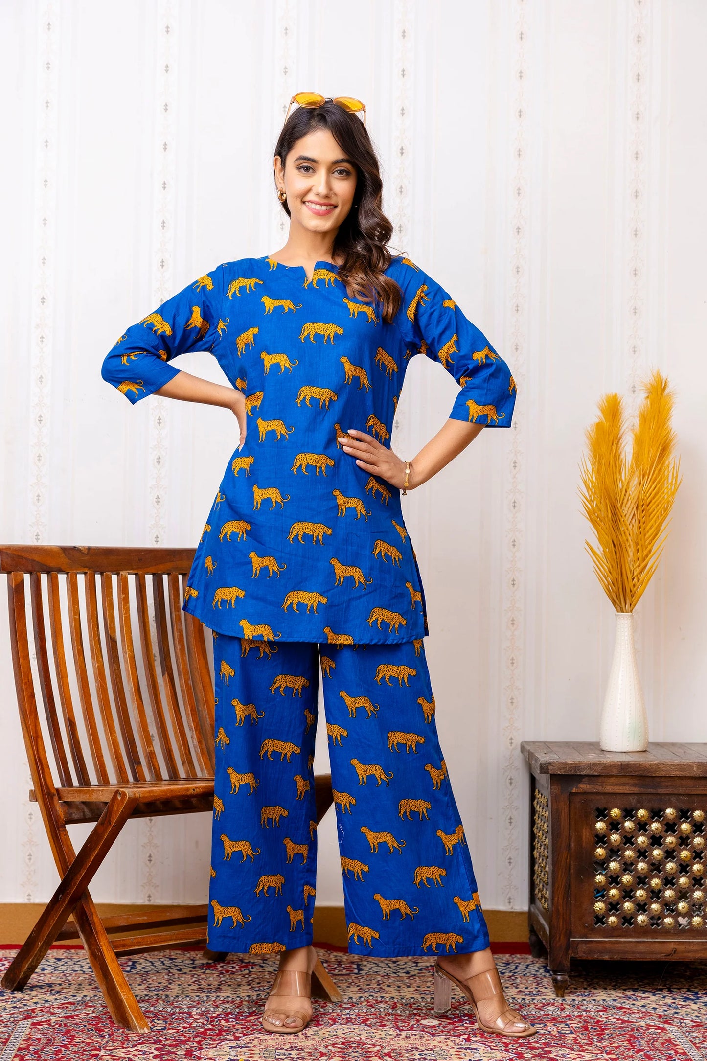 Royal Blue Wild Cat Co-ord Set