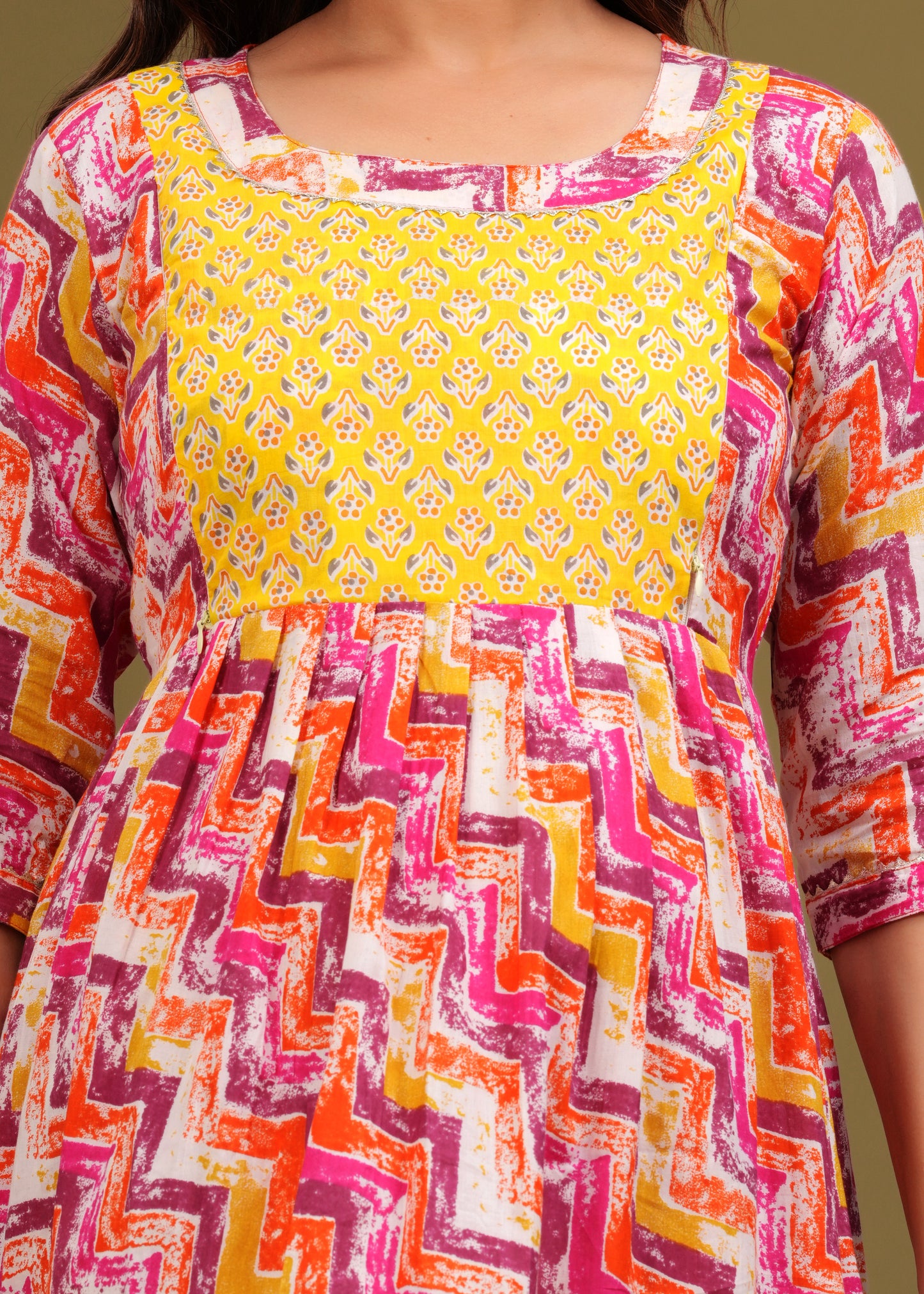 Vibrant Zigzag Maternity Kurti